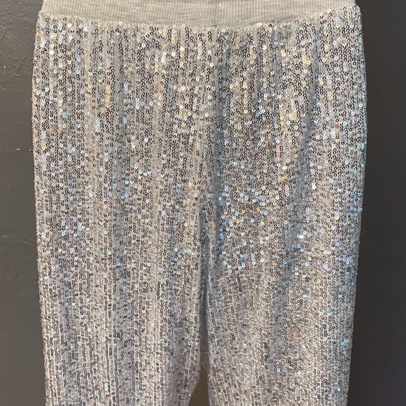 SAINT & HEARTS Silver Sequin Joggers/Sweatpants - Picture 5 of 16